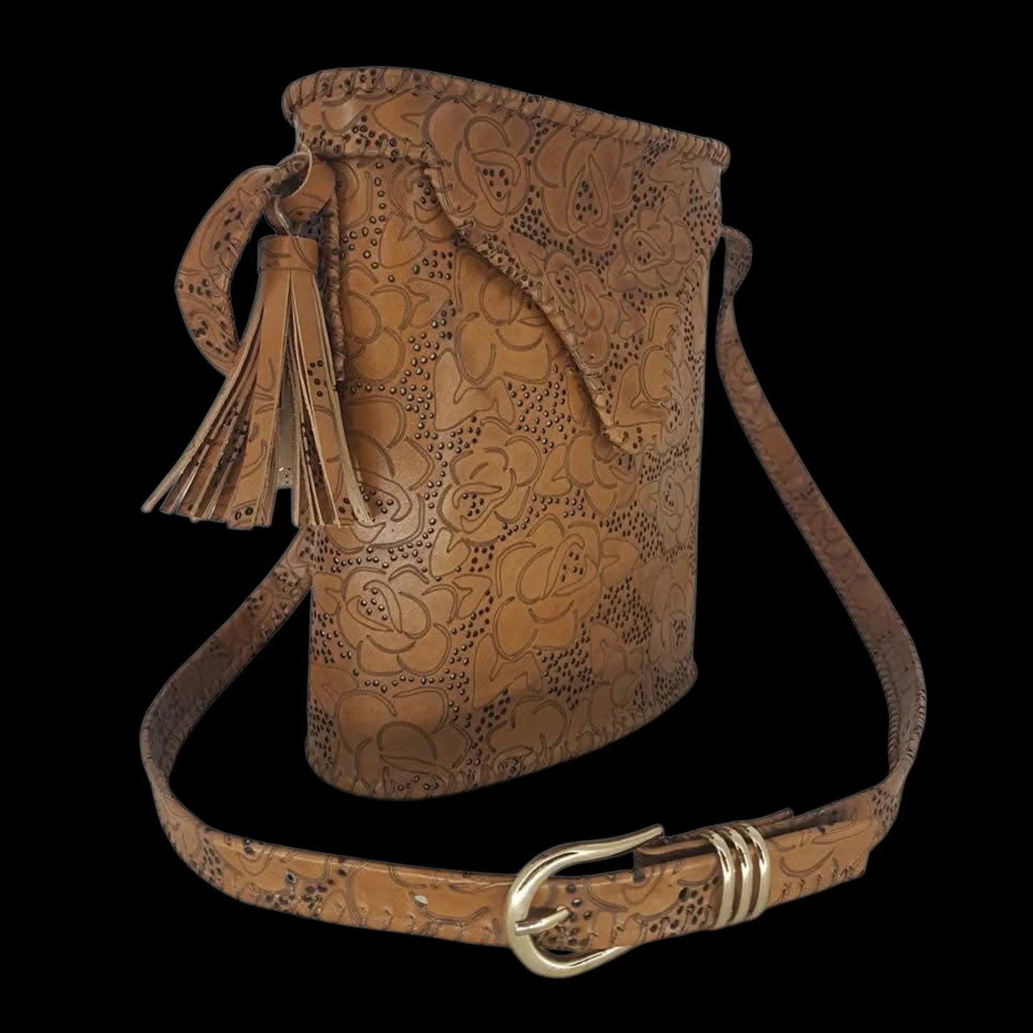 Handmade brown leather cylinder bag with a strap - AG Design, Arad, Romania