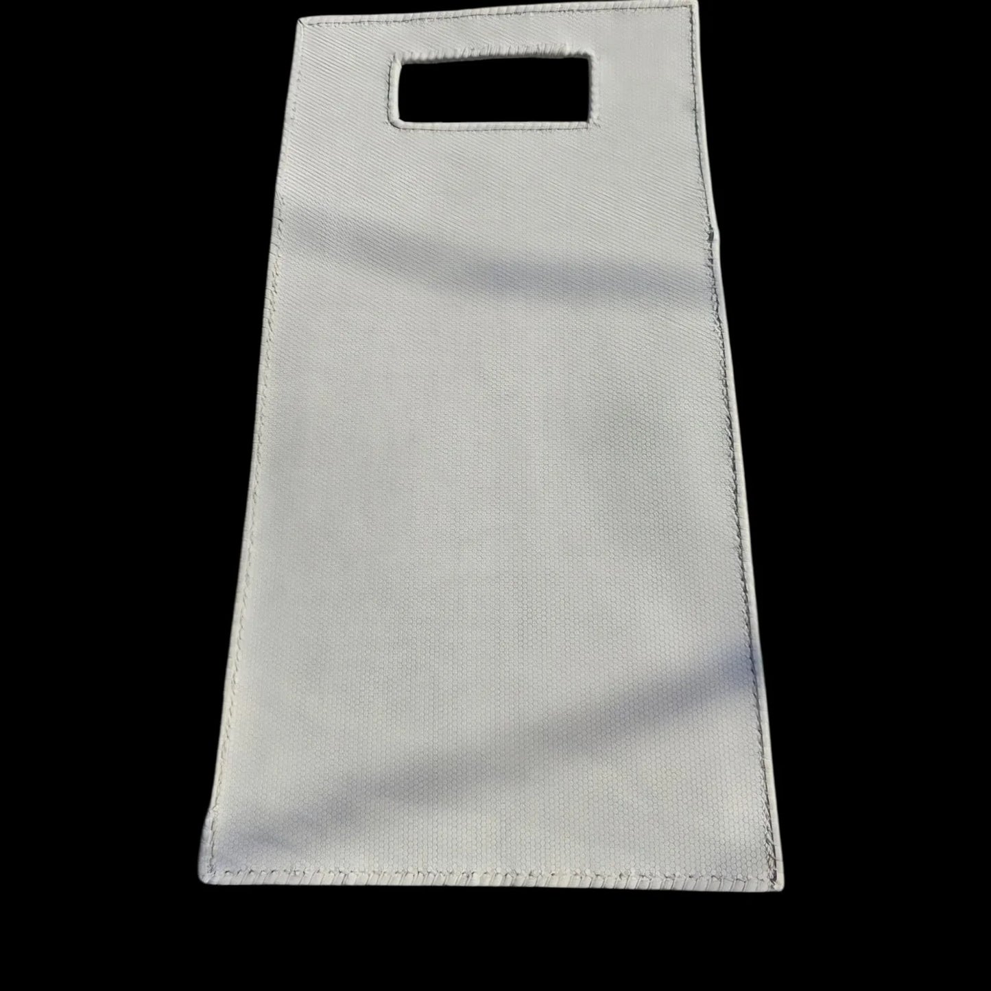 Handmade white leather handbag with a tall flat minimalist form in fine white leather - AG Design, Arad, Romania