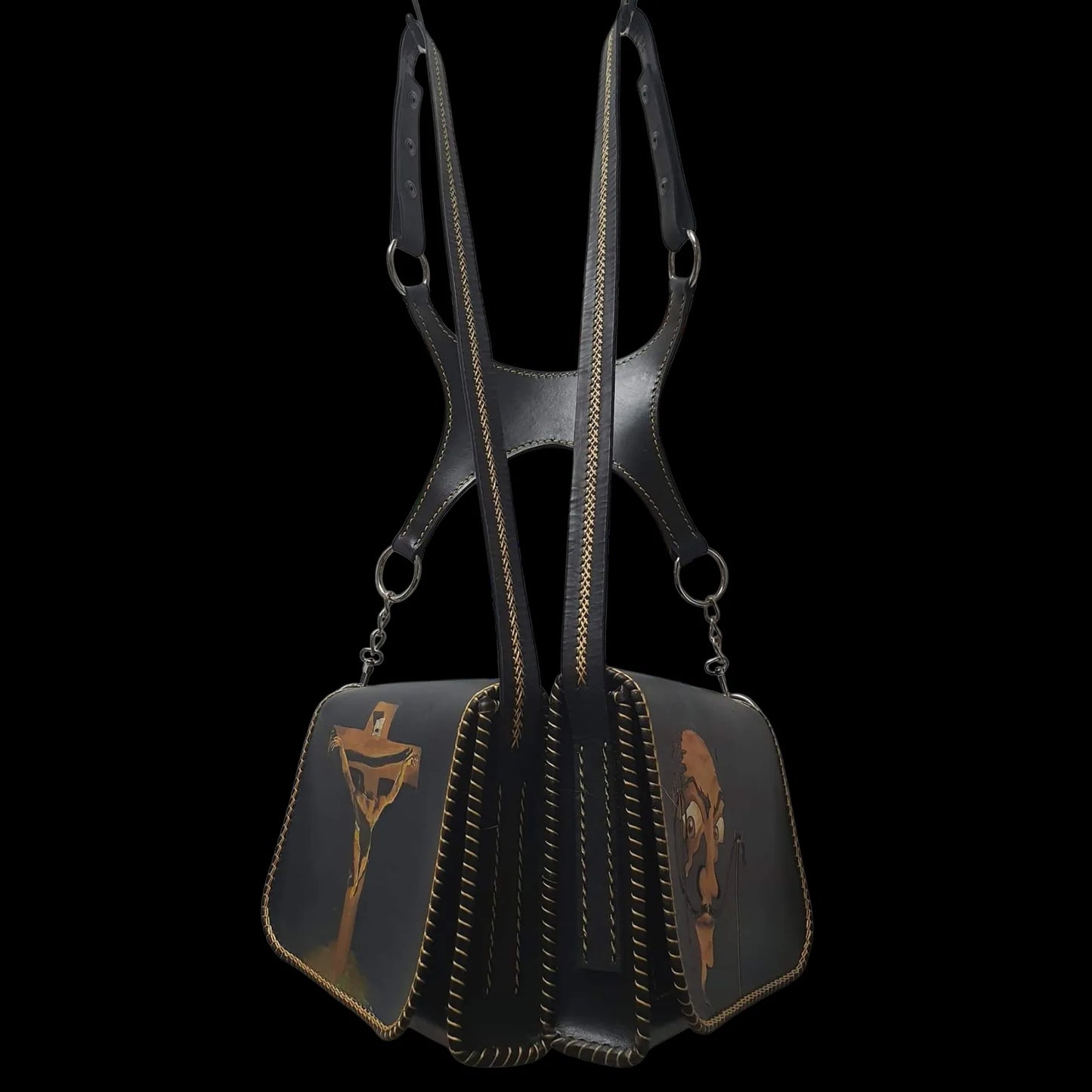 Handmade dark leather bag with a sculptural cut-out shape - AG Design, Arad, Romania