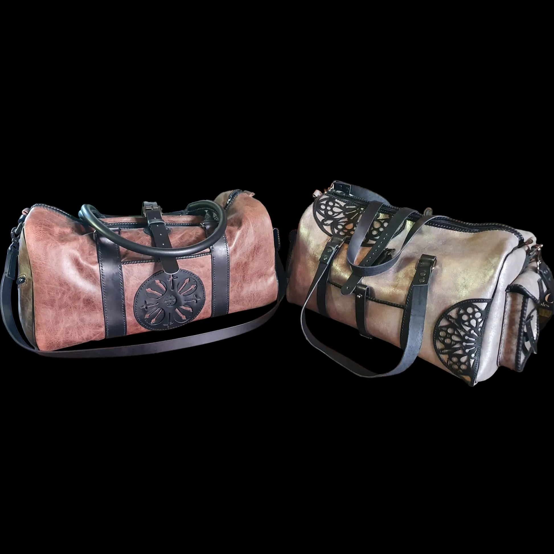 Handmade two leather bag models with side pockets - AG Design, Arad, Romania