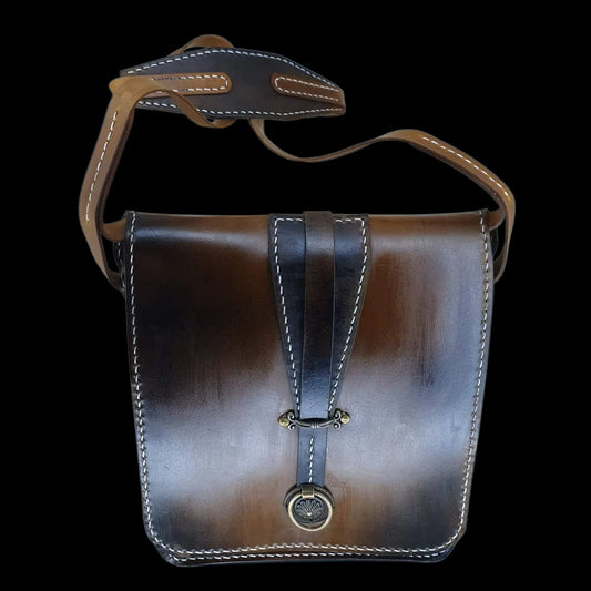 Handmade brown leather bag with a plain finish - AG Design, Arad, Romania