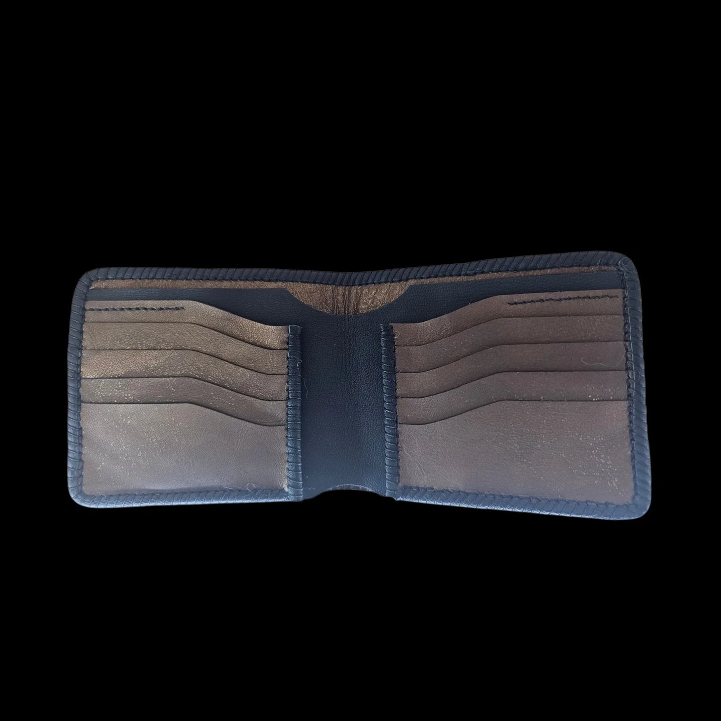 Handmade gold leather wallet with a metal medallion of Cucuteni neolithic spirals on bronze-gold leather - AG Design, Arad, Romania
