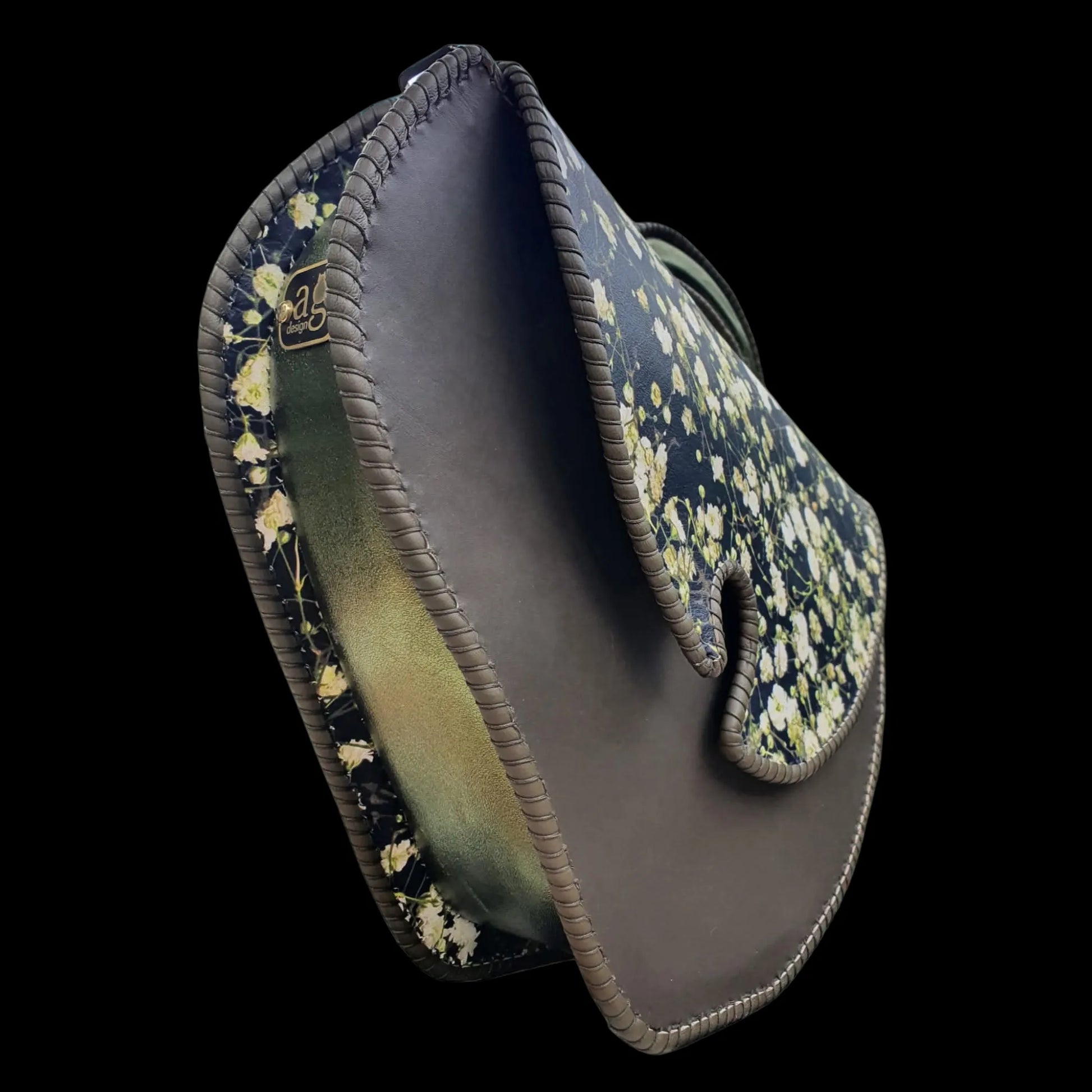 Handmade dark leather bag with a studded sculpted detail - AG Design, Arad, Romania