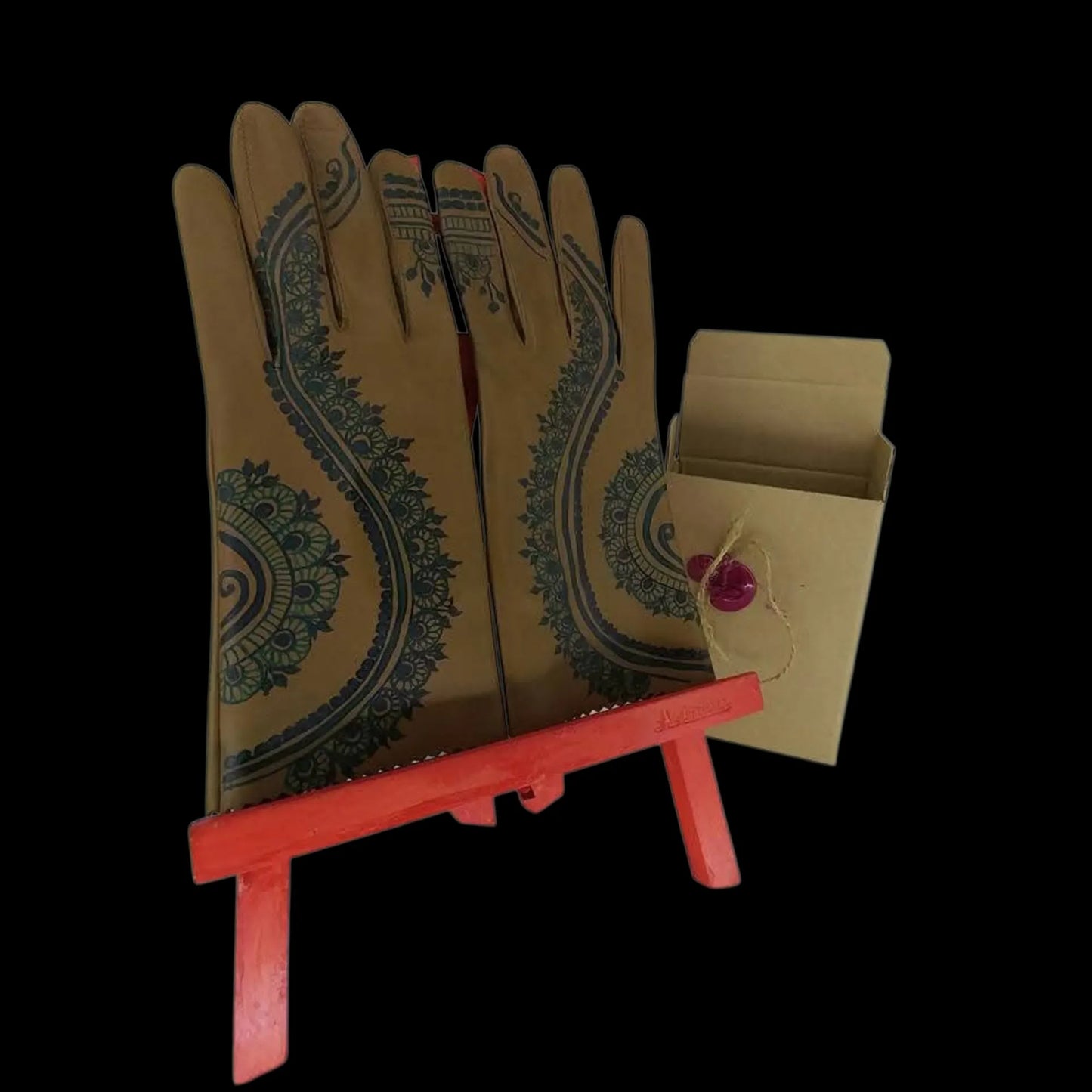 Handmade dark brown painted leather gloves - AG Design, Arad, Romania