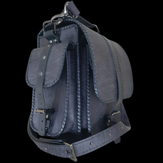 Handmade grey leather backpack with a plain finish - AG Design, Arad, Romania