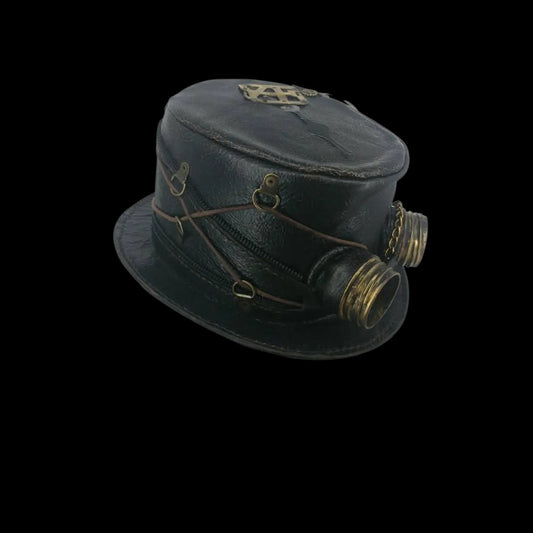 Handmade dark grey leather bag shaped like a top hat - AG Design, Arad, Romania