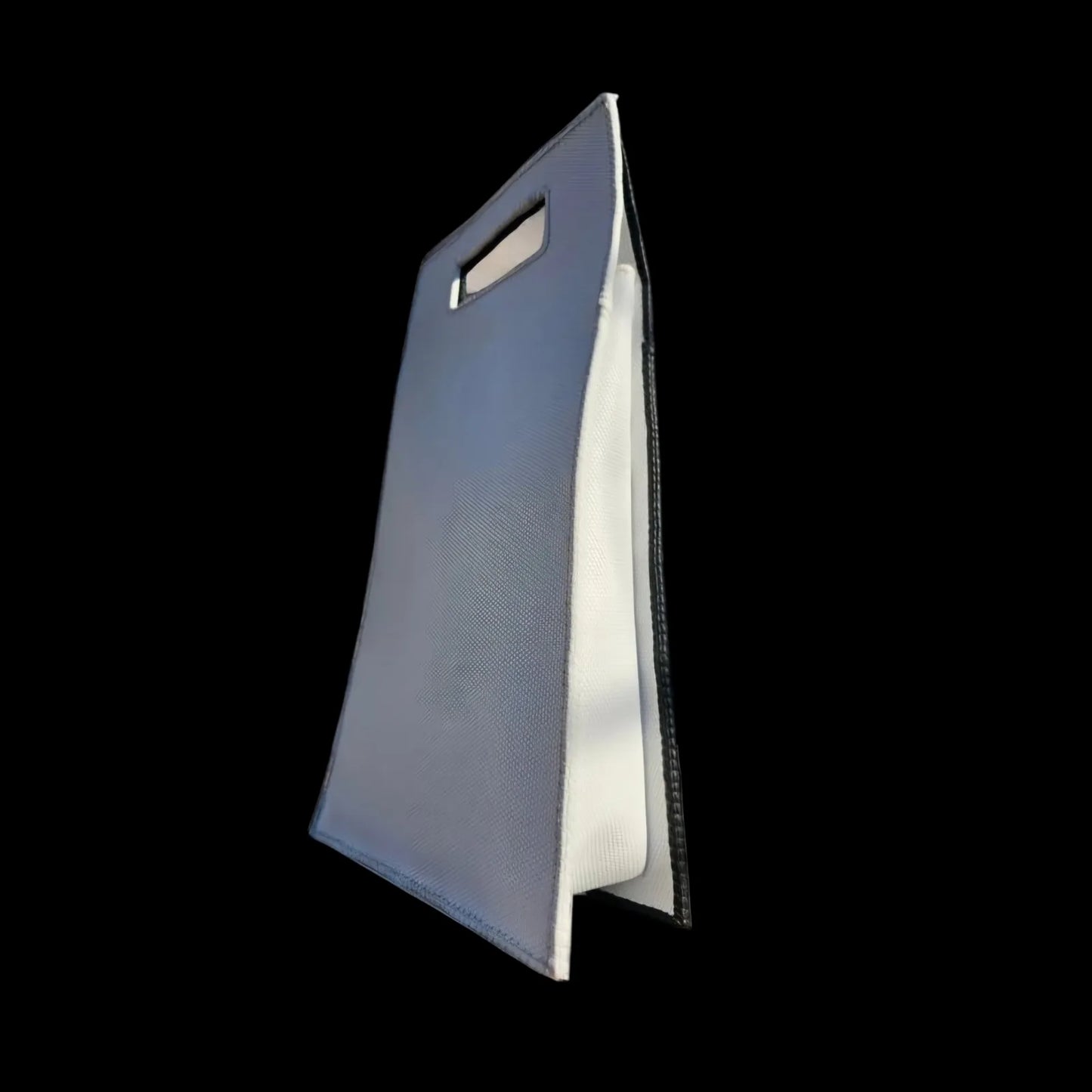 Handmade white leather handbag with a tall flat minimalist form in fine white leather - AG Design, Arad, Romania