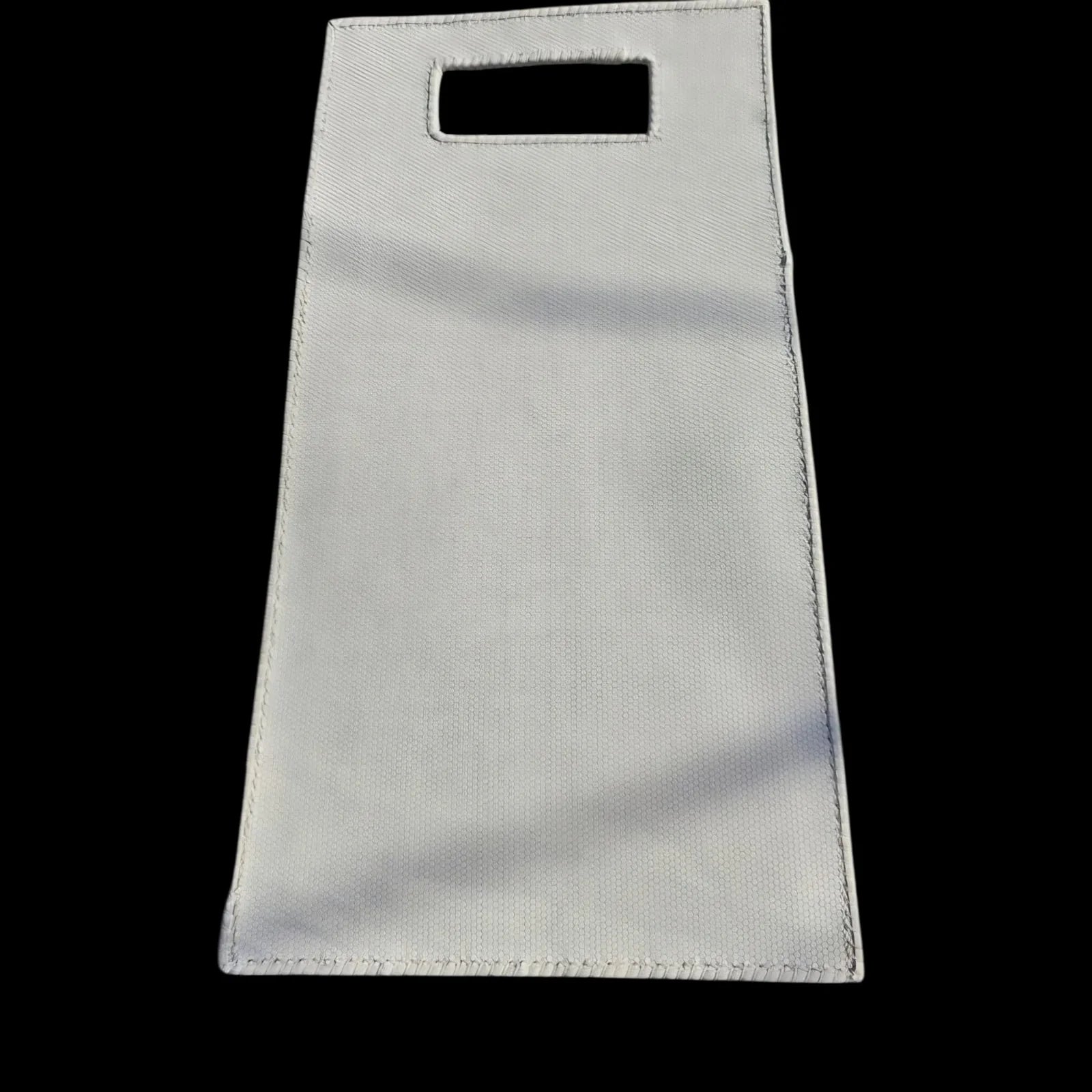 Handmade white leather handbag with a tall flat minimalist form in fine white leather - AG Design, Arad, Romania