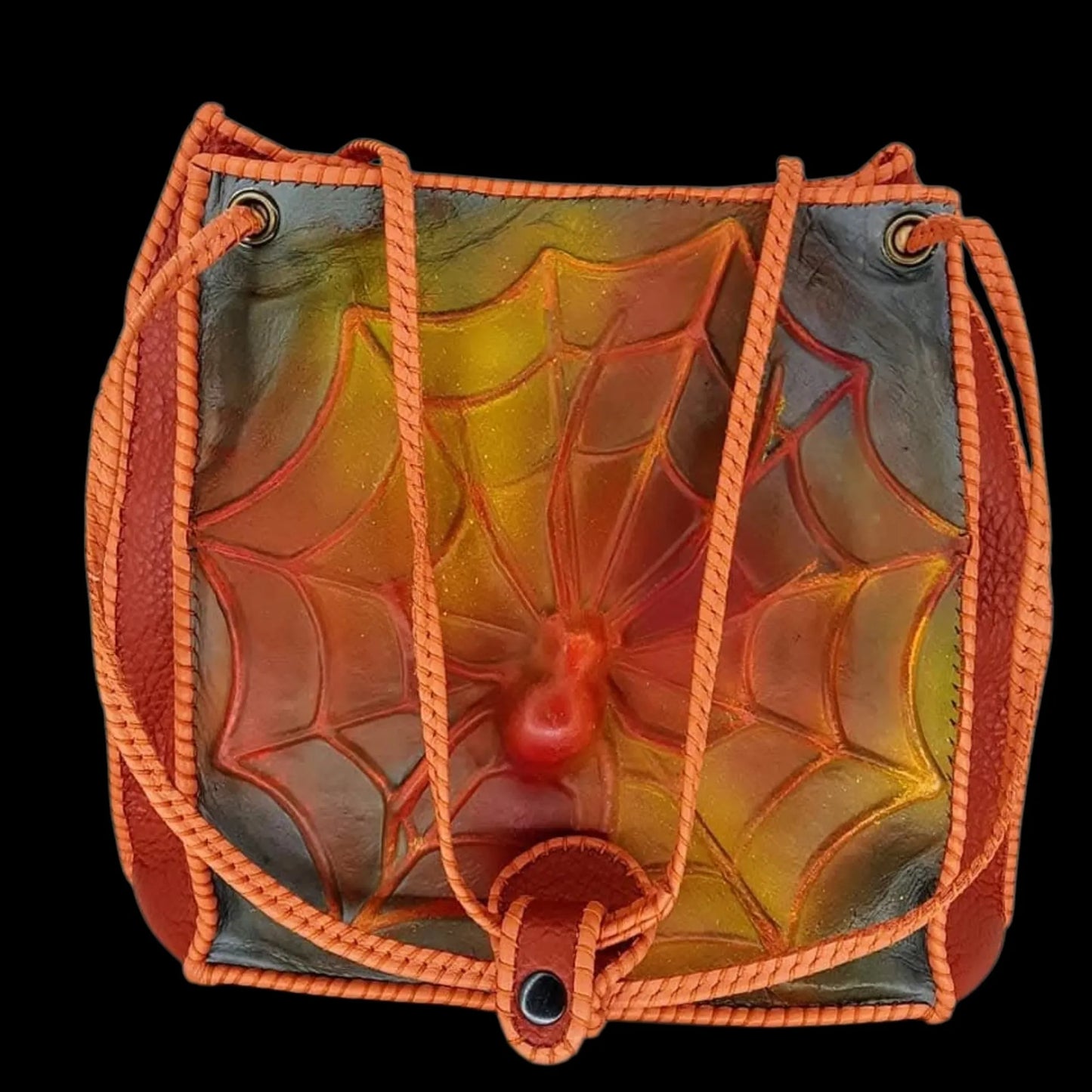Handmade orange sheer-effect leather bag - AG Design, Arad, Romania