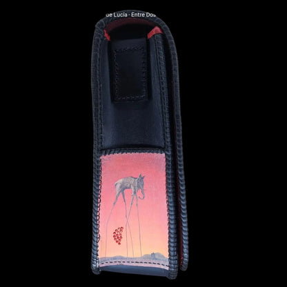 Handmade red leather shoulder bag with a red and black photo-transfer portrait - AG Design, Arad, Romania
