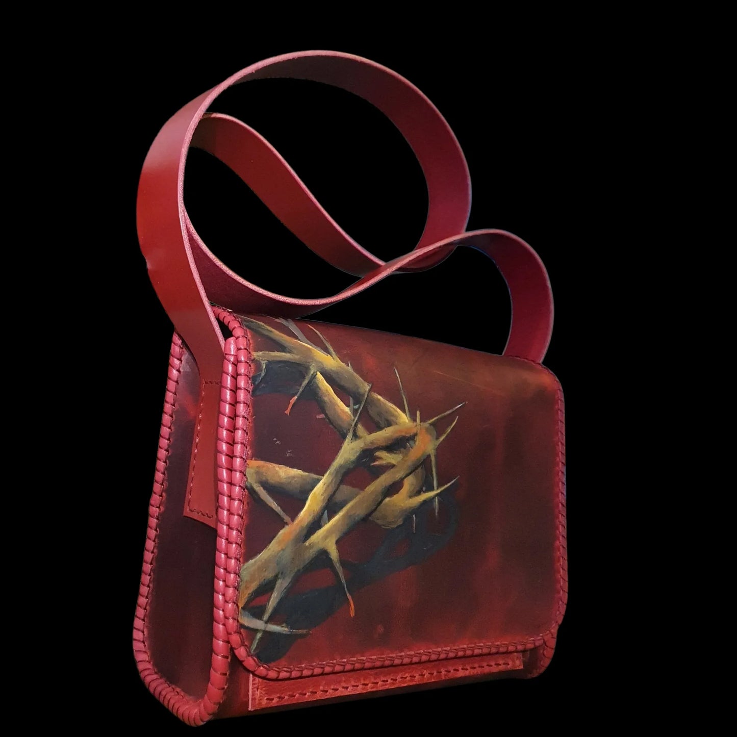 Handmade red leather bag with a plain finish - AG Design, Arad, Romania