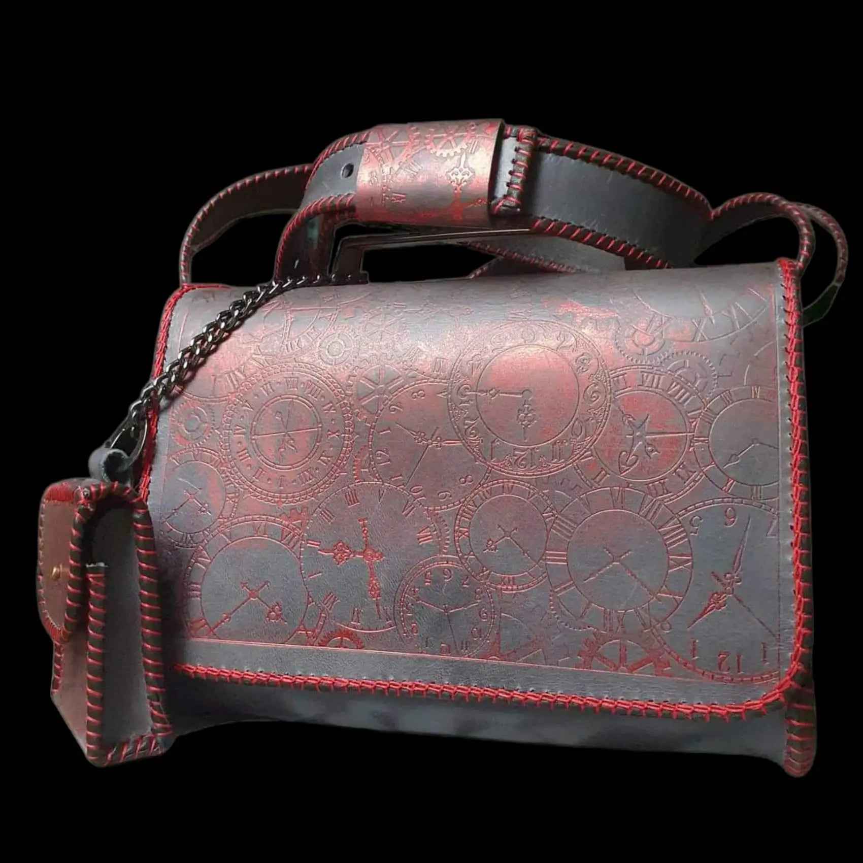 Handmade dark red leather messenger bag - AG Design, Arad, Romania