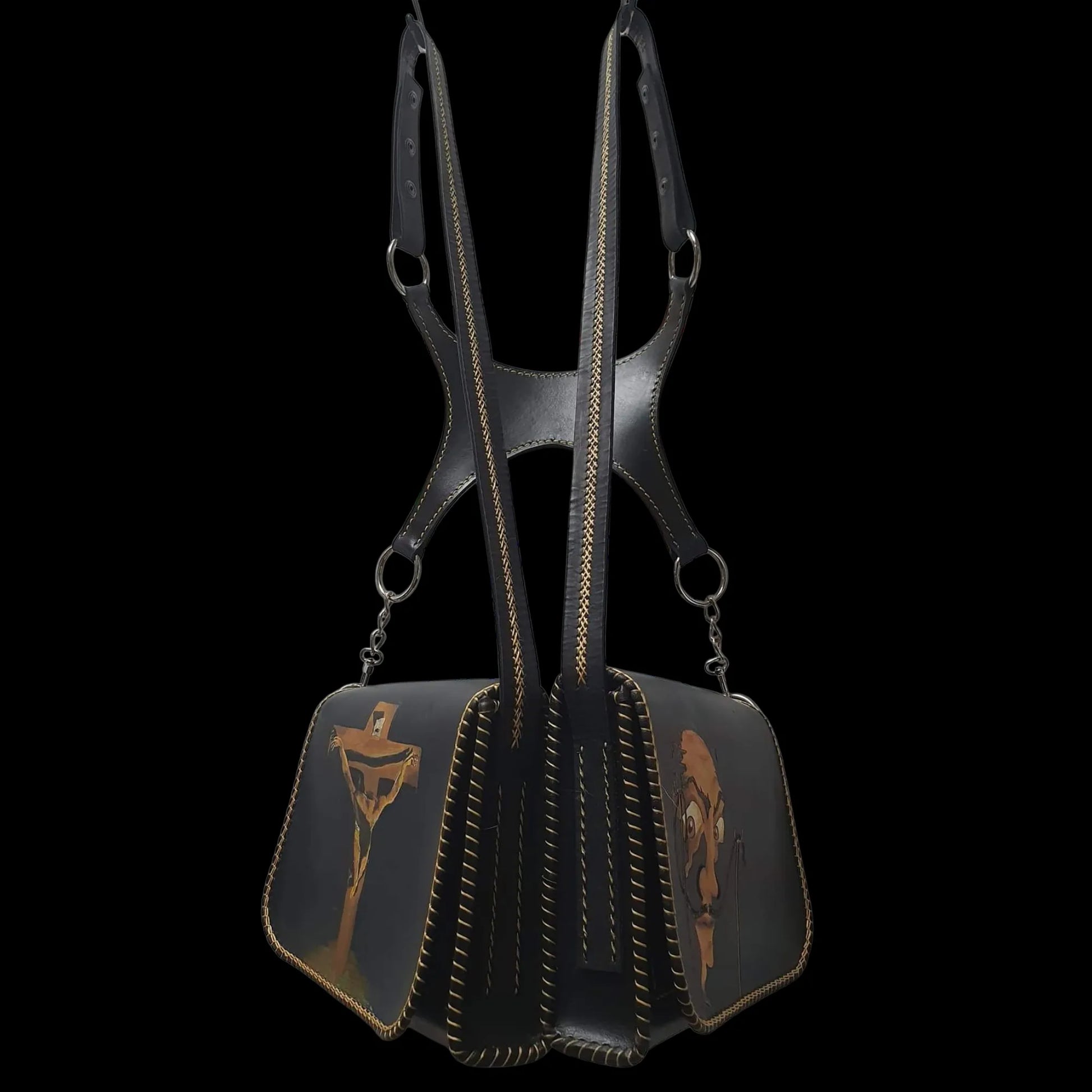 Handmade dark leather bag with a sculptural cut-out shape - AG Design, Arad, Romania