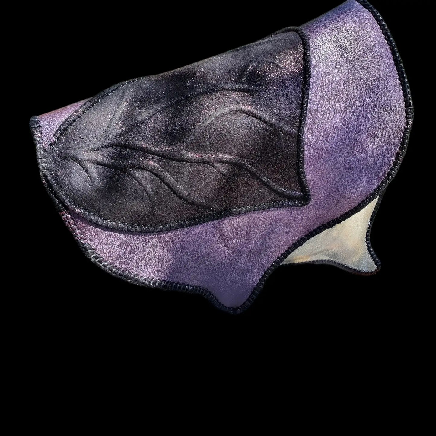 Handmade purple-grey leather bag with a sculptural curved shape - AG Design, Arad, Romania