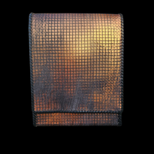 Almost Impeccable - Handmade Leather Crossbody Bag, Hand-Stamped Copper Pattern