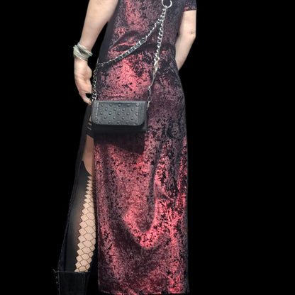 Handmade black leather belt bag with chain strap, worn at the hip - AG Design, Arad, Romania