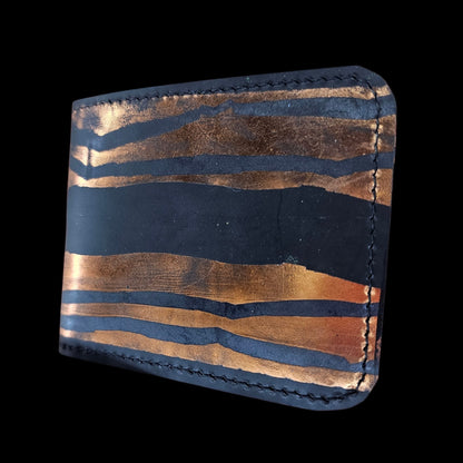 Card slots and interior of a handmade black leather wallet - AG Design, Arad, Romania