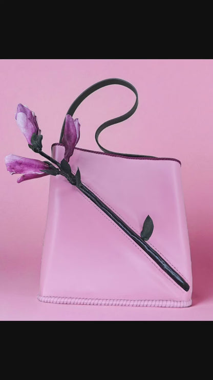 Magnolia - Handmade Leather Bucket Bag, 3D Leather Flower