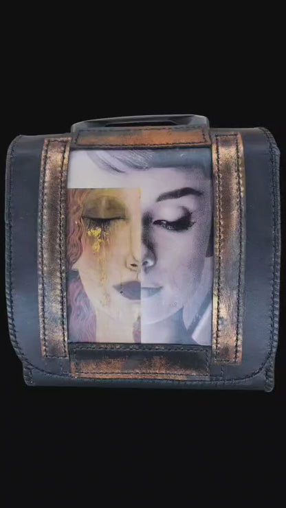 Duality - Handmade Leather Shoulder Bag, Metallic Foil Detail