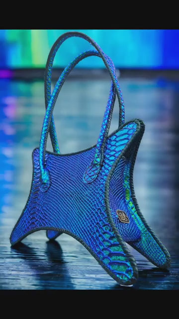Free Geometry - Handmade Leather Handbag, Iridescent Scale Texture