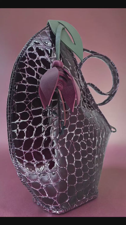 How We Decorate Pain - Handmade Leather Handbag, Patent Crocodile Leather