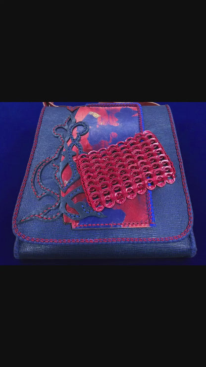 Between Moments - Handmade Leather Shoulder Bag, Woven Metal Rings