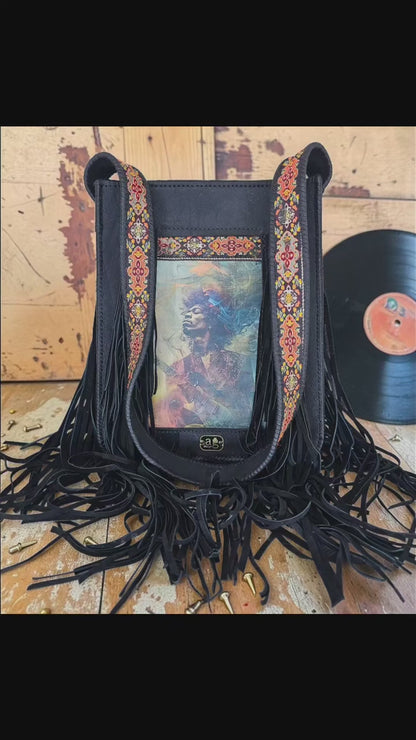 Electric Gypsy - Handmade Leather Crossbody Bag, Boho Fringe