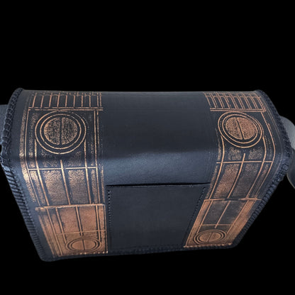 Handmade leather shoulder bag seen from above - AG Design, Arad, Romania