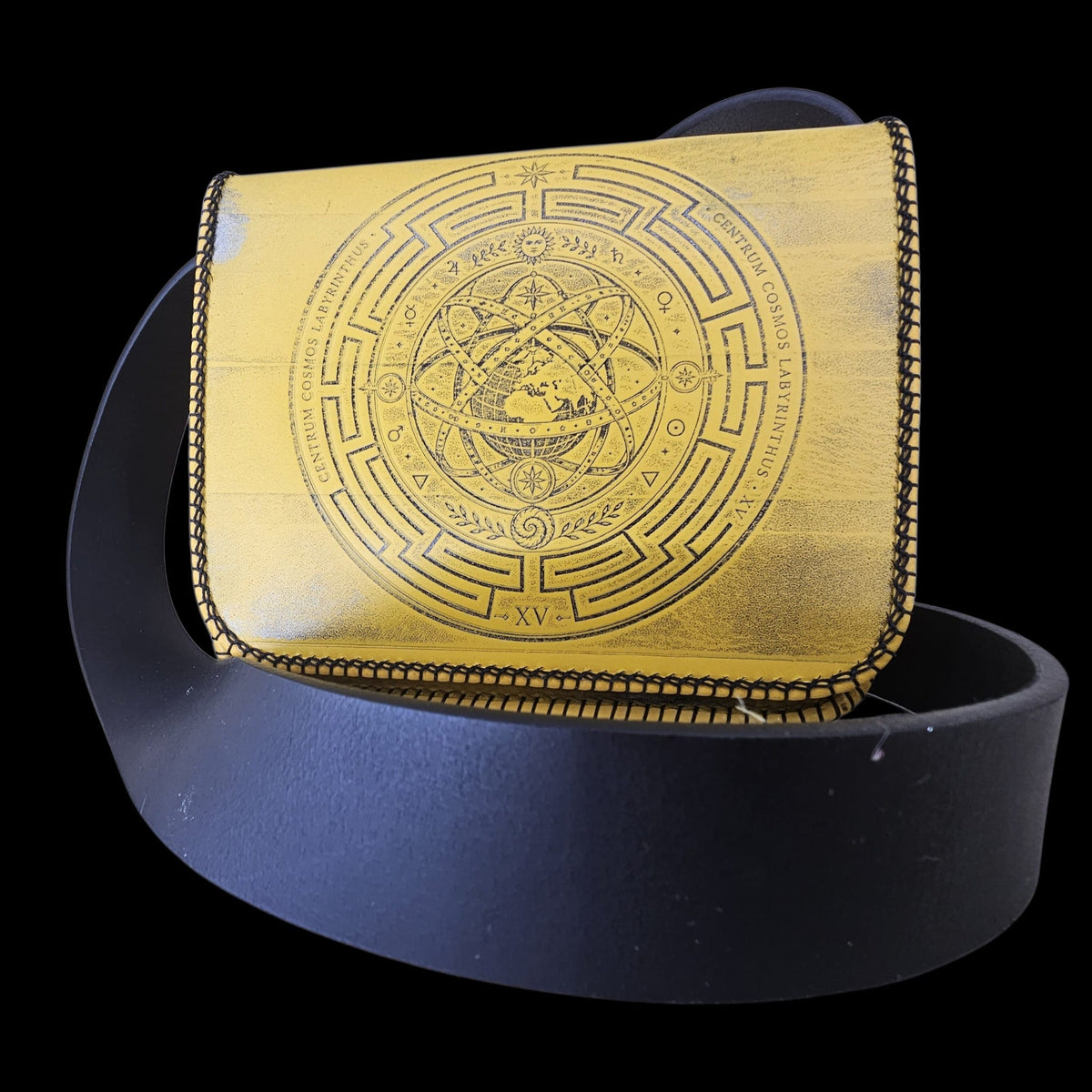 Handmade mustard yellow leather crossbody bag seen from the front with the strap falling to one side - AG Design, Arad, Romania