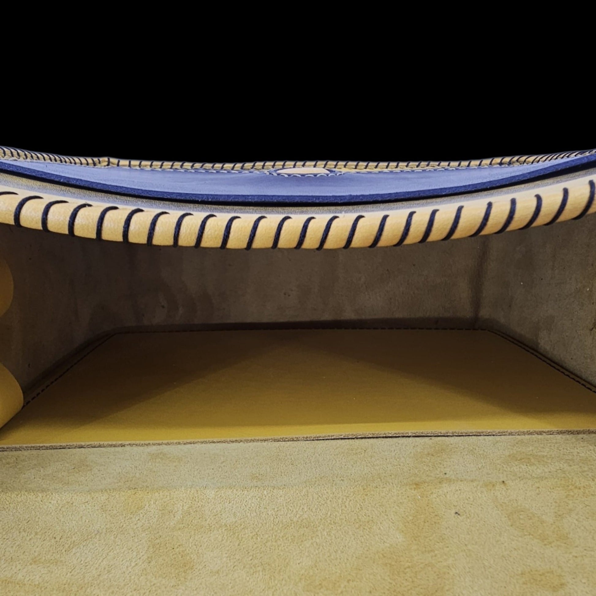 Interior of a handmade mustard yellow leather crossbody bag, lined in lamb leather - AG Design, Arad, Romania